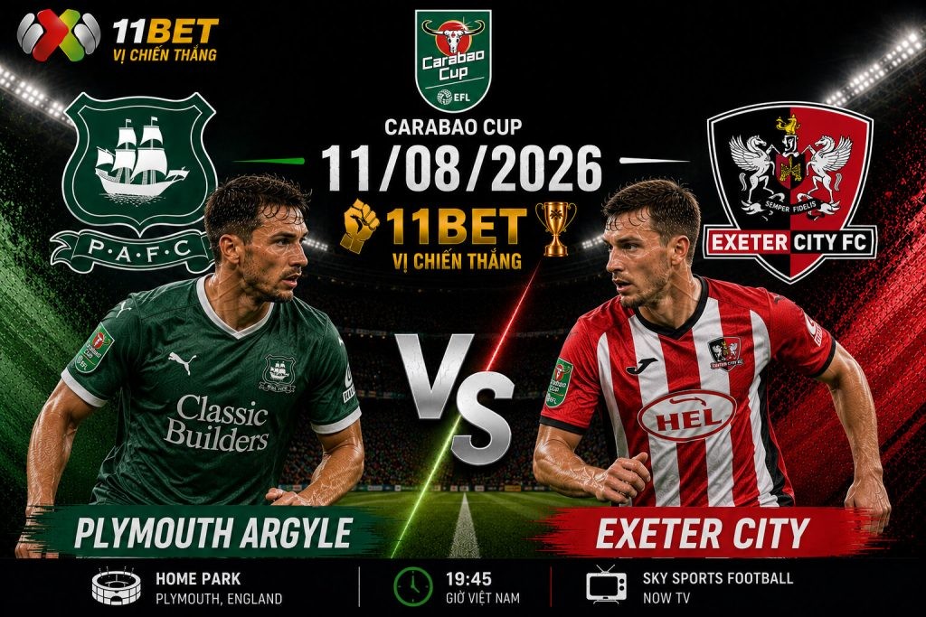 11BET Soi kèo Plymouth Argyle vs Exeter City 02h00 11/08: Chủ nhà áp đảo, khách khó tạo bất ngờ